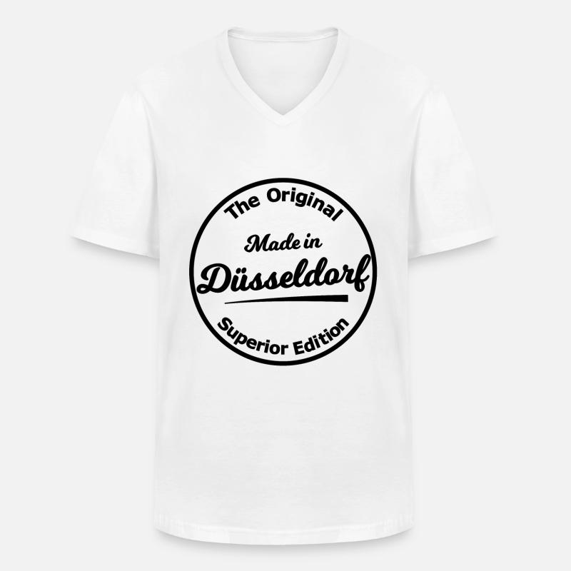 Made in Düsseldorf - Männer-T-Shirt mit V-Ausschnitt - Weiß
