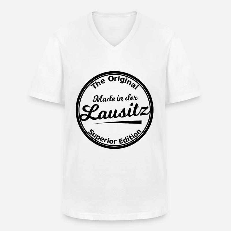 Original aus der Lausitz - Männer-T-Shirt mit V-Ausschnitt - Weiß