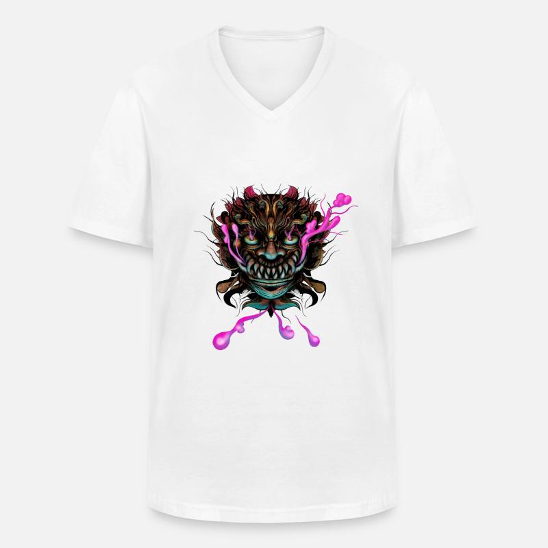 Dämon - Männer-T-Shirt mit V-Ausschnitt - Weiß