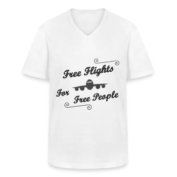 Freedom for flights - Men's V-Neck T-Shirt - white - Front - AI Model Male 185 light (185cm)
