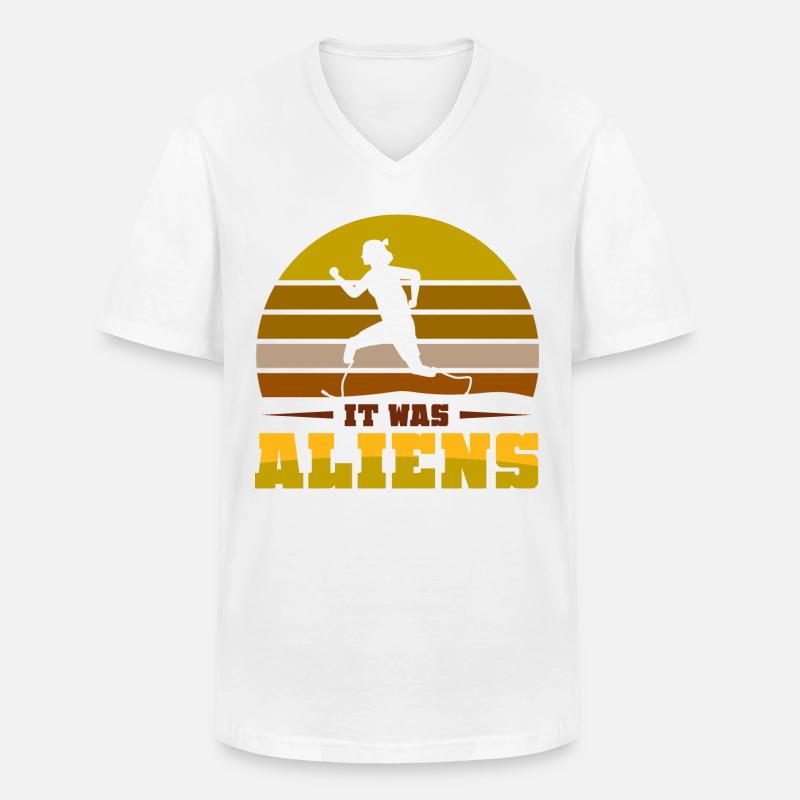 It was aliens - Männer-T-Shirt mit V-Ausschnitt - Weiß
