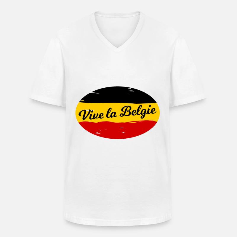 Es lebe Belgien - Männer-T-Shirt mit V-Ausschnitt - Weiß