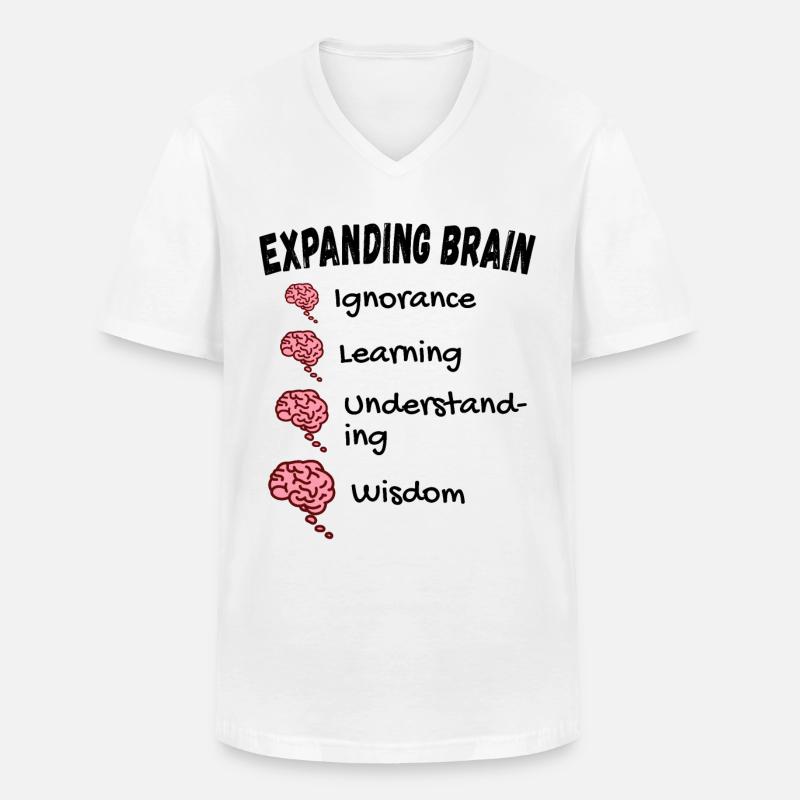Gehirn erweitern - Expanding Brain Meme - Männer-T-Shirt mit V-Ausschnitt - Weiß