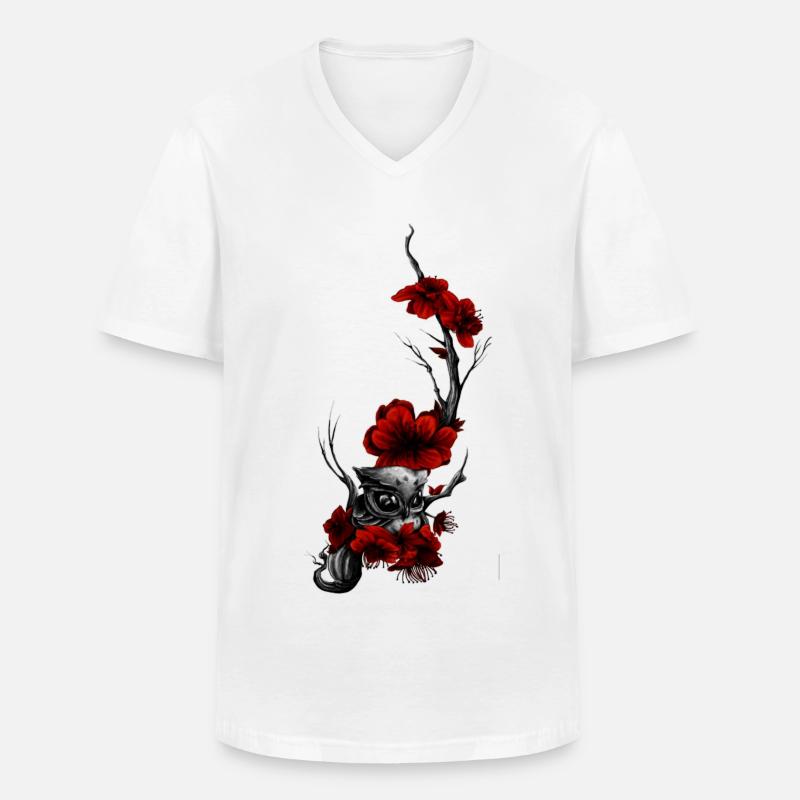 Eule - Männer-T-Shirt mit V-Ausschnitt - Weiß
