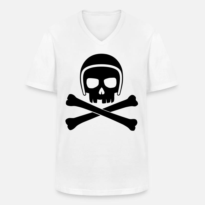 Totenkopf mit Helm schwarz - Männer-T-Shirt mit V-Ausschnitt - Weiß
