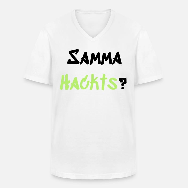 Samma Hackts - Männer-T-Shirt mit V-Ausschnitt - Weiß