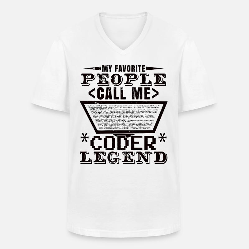 Coder Legend - Men's V-Neck T-Shirt - white