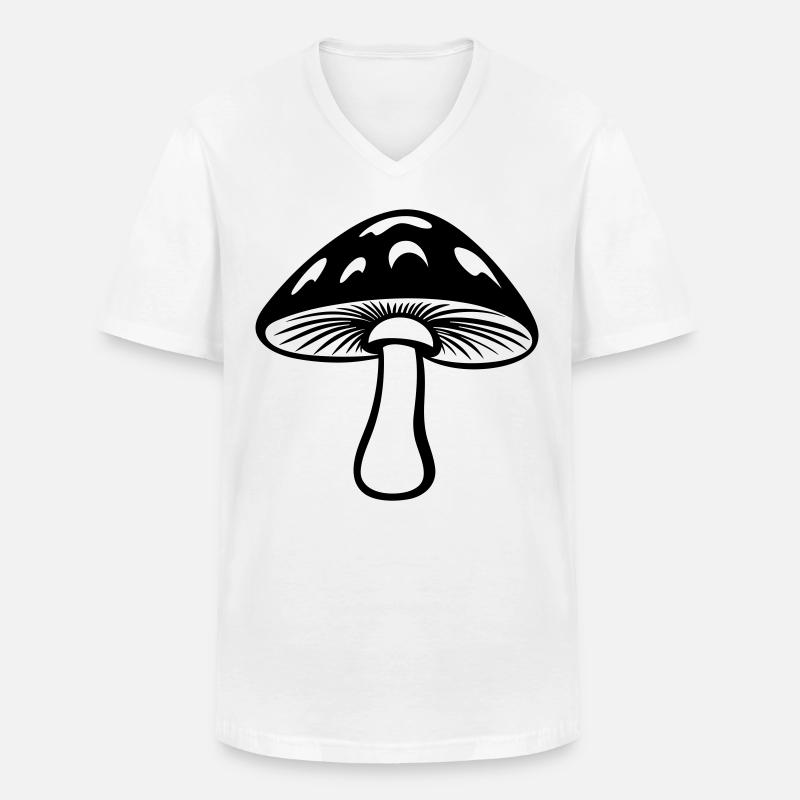 Pilz - Männer-T-Shirt mit V-Ausschnitt - Weiß
