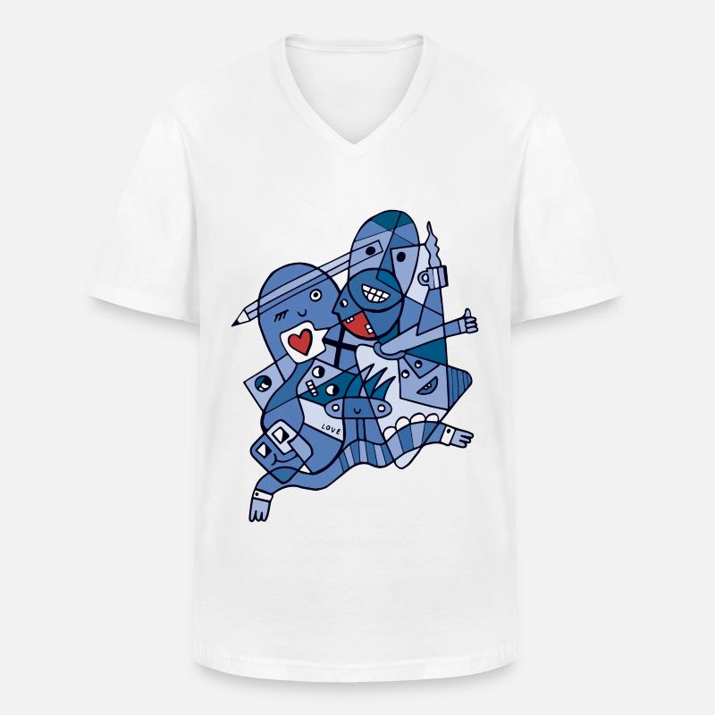 Harmonie in Vielfalt Blaue Version - Männer-T-Shirt mit V-Ausschnitt - Weiß
