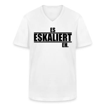 Es Eskaliert Eh lustige Sprüche - Männer-T-Shirt mit V-Ausschnitt - Weiß - Vorne - AI Model Male 185 light (185cm)