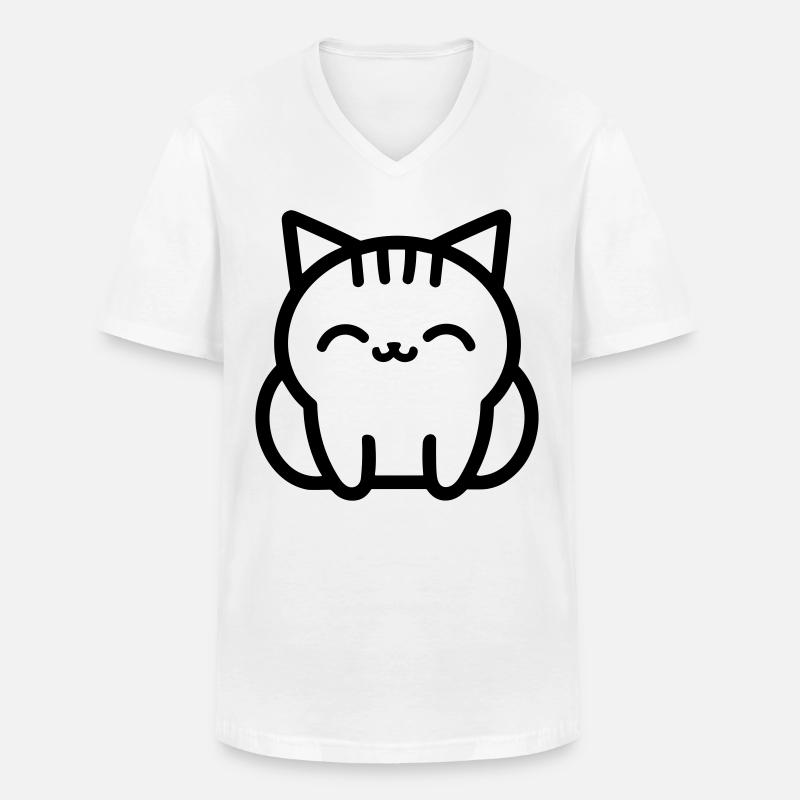 Katze - Männer-T-Shirt mit V-Ausschnitt - Weiß