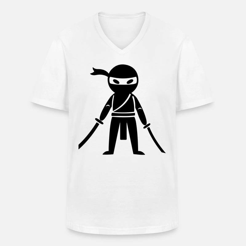 Ninja Samurai - Männer-T-Shirt mit V-Ausschnitt - Weiß