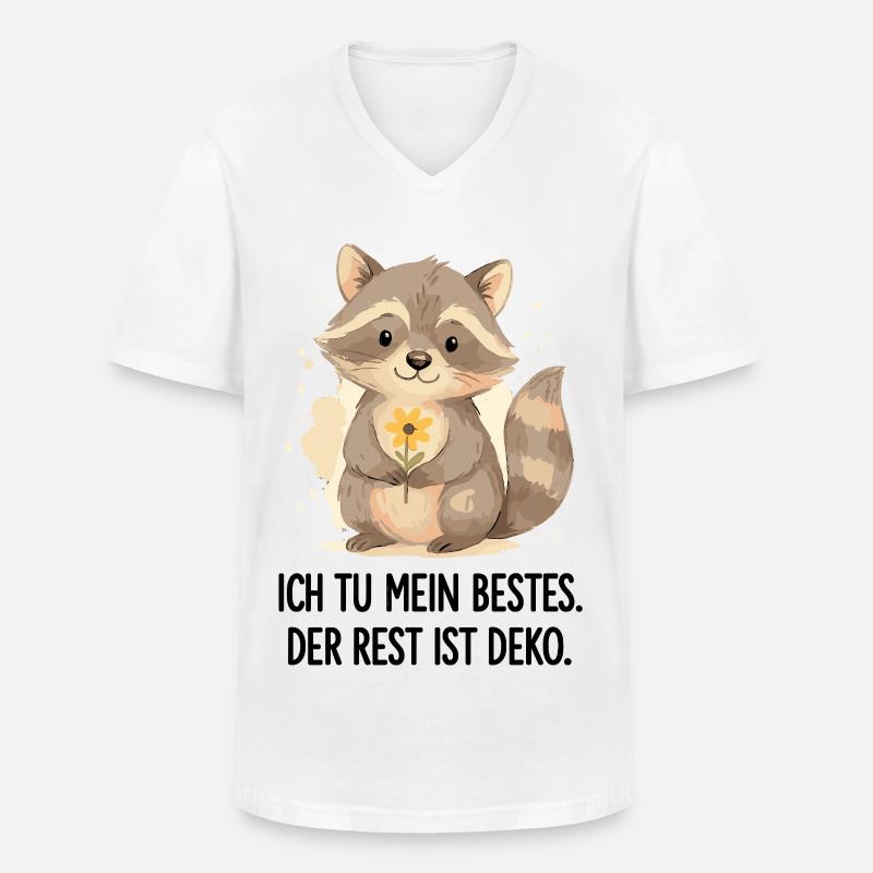 Waschbär mit Blume – Sanft - Männer-T-Shirt mit V-Ausschnitt - Weiß