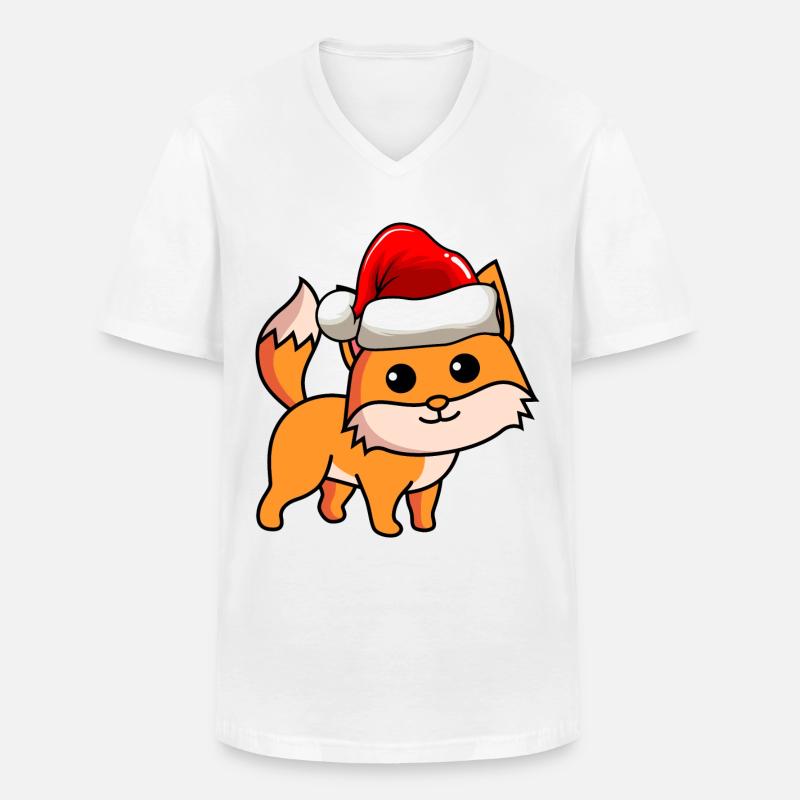 Fuchs Comic Weihnachten - Männer-T-Shirt mit V-Ausschnitt - Weiß