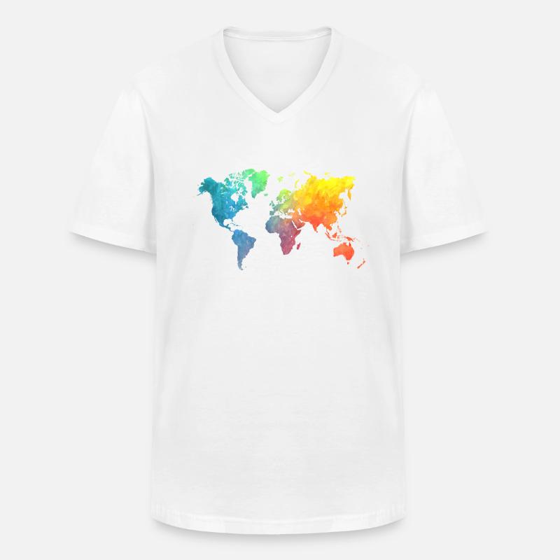 Farben der Weltkarten - Männer-T-Shirt mit V-Ausschnitt - Weiß