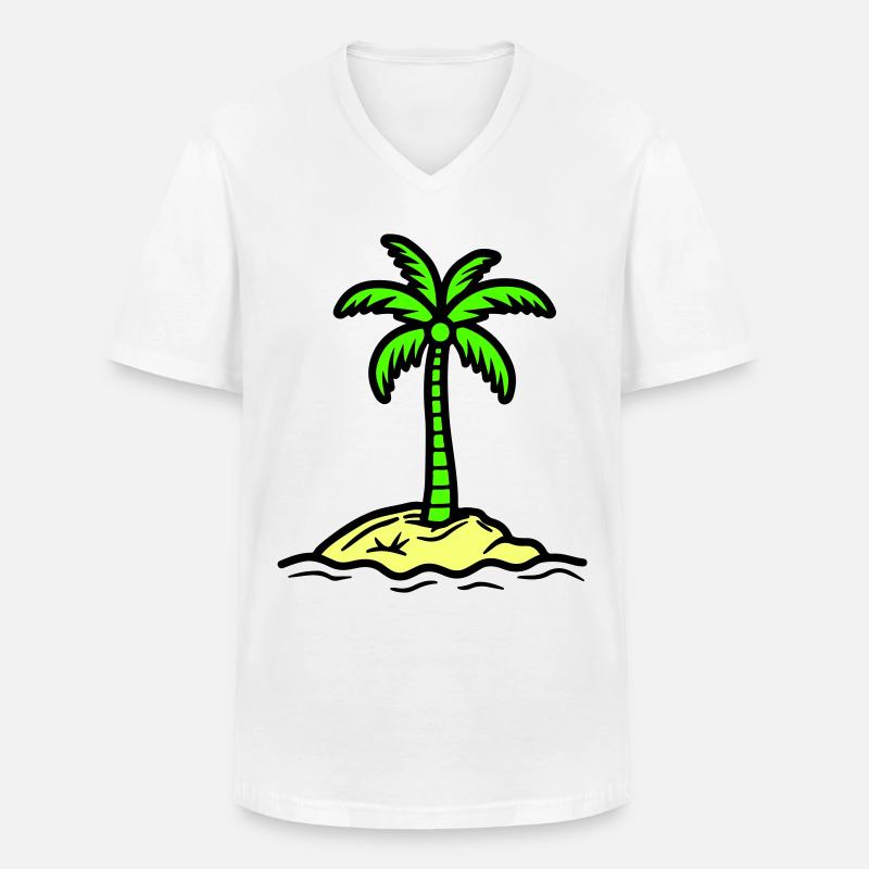 Palme Insel Sommer - Männer-T-Shirt mit V-Ausschnitt - Weiß