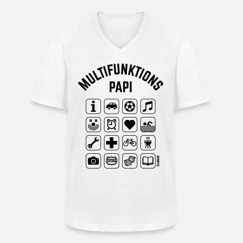 Multifunktions Papi (16 Icons) - Männer-T-Shirt mit V-Ausschnitt - Weiß