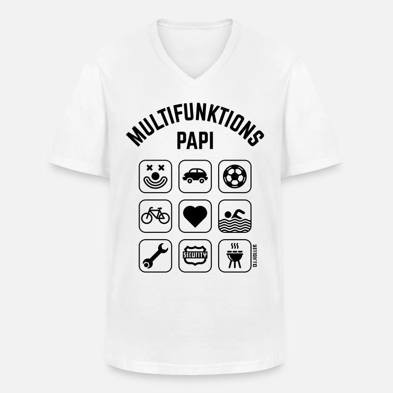 Multifunktions Papi (9 Icons) - Männer-T-Shirt mit V-Ausschnitt - Weiß