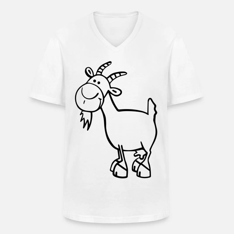 Fröhliche Ziege - Männer-T-Shirt mit V-Ausschnitt - Weiß