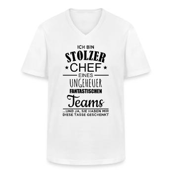 Stolzer Chef Spruch Kaffeetasse Tasse Becher Team - Männer-T-Shirt mit V-Ausschnitt - Weiß - Vorne - AI Model Male 185 light (185cm)