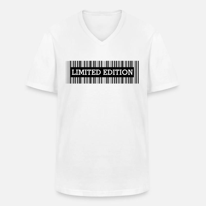 LIMITED EDITION - BARCODE - SCANCODE - EINZELSTÜCK - Männer-T-Shirt mit V-Ausschnitt - Weiß