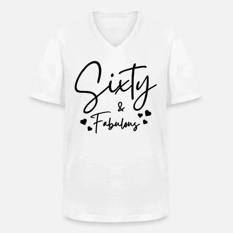 Sixty fabulous - Men's V-Neck T-Shirt - white