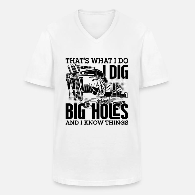 Bagger Bauarbeiter Baggerfahrer Geschenkidee - Männer-T-Shirt mit V-Ausschnitt - Weiß