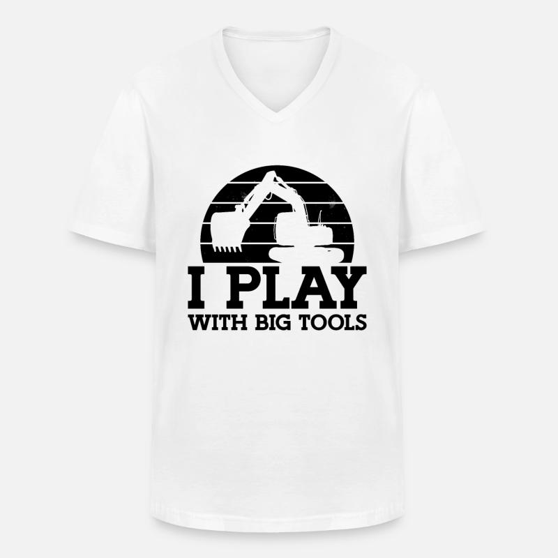 Bauarbeiter Baggern Baggerfahrer Geschenkidee - Männer-T-Shirt mit V-Ausschnitt - Weiß