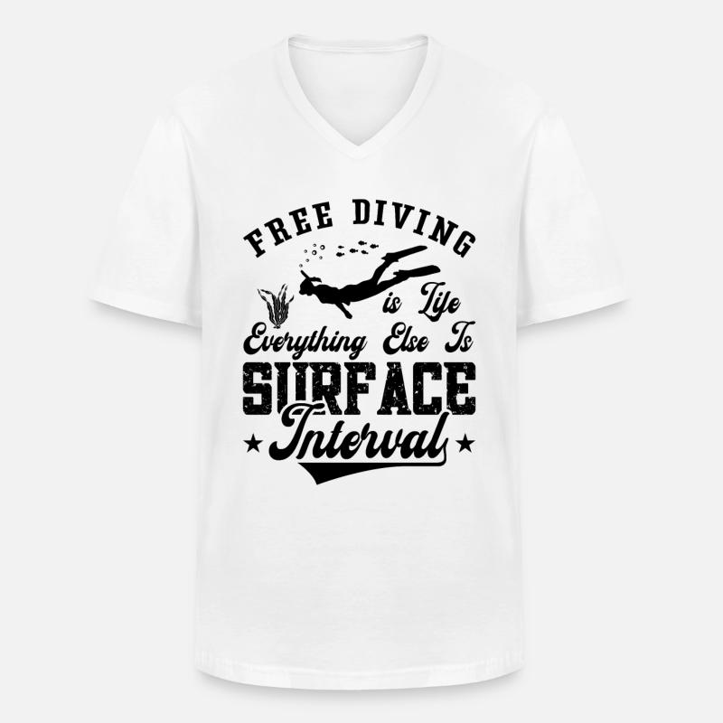 Apnoe Freitaucher Freitauchen Meer Geschenkidee - Männer-T-Shirt mit V-Ausschnitt - Weiß