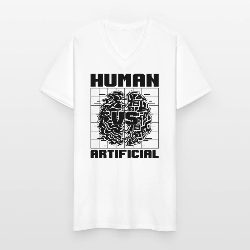 Human VS Artificial Intelligence Engineer Robotics Men's V-Neck T-Shirt