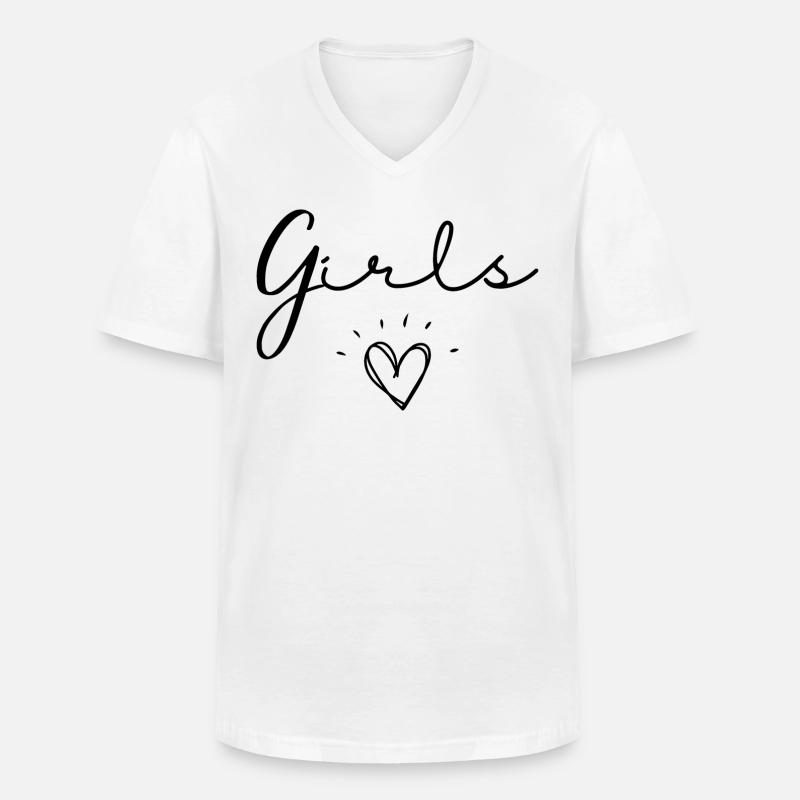 Mädchen. - Männer-T-Shirt mit V-Ausschnitt - Weiß