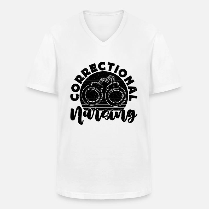 Correctional Nursing Retro Corrections Nurses - Männer-T-Shirt mit V-Ausschnitt - Weiß