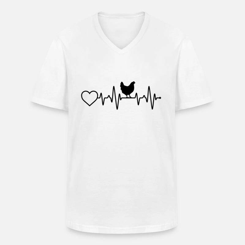 Hühner Herzschlag - Männer-T-Shirt mit V-Ausschnitt - Weiß