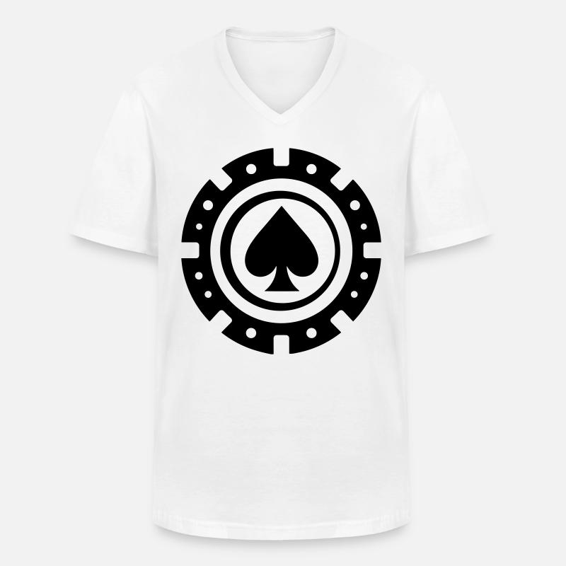 Poker-Chip - Männer-T-Shirt mit V-Ausschnitt - Weiß