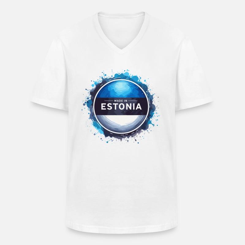 Made in Estland Geschenk - Männer-T-Shirt mit V-Ausschnitt - Weiß