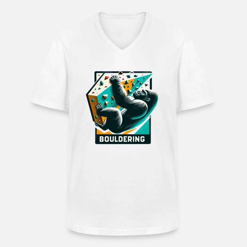 Bouldern Gorilla Geschenk - Männer-T-Shirt mit V-Ausschnitt - Weiß