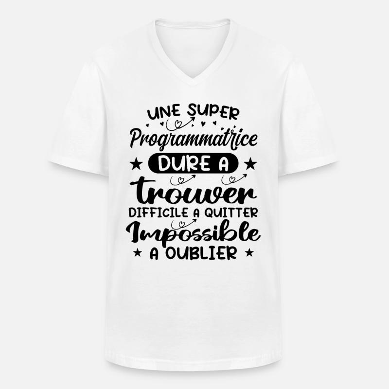Une Super Programmatrice - Cadeau programmatrice - T-shirt col V Homme - blanc