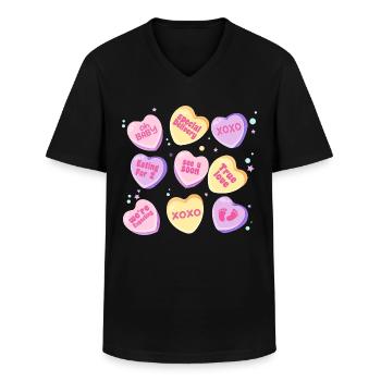 Schwangerschaft Neue Mutter Süßigkeiten Herz Niedliche Baby Enthüllung - Männer-T-Shirt mit V-Ausschnitt - Schwarz - Vorne - AI Model Male 178 dark (178cm)