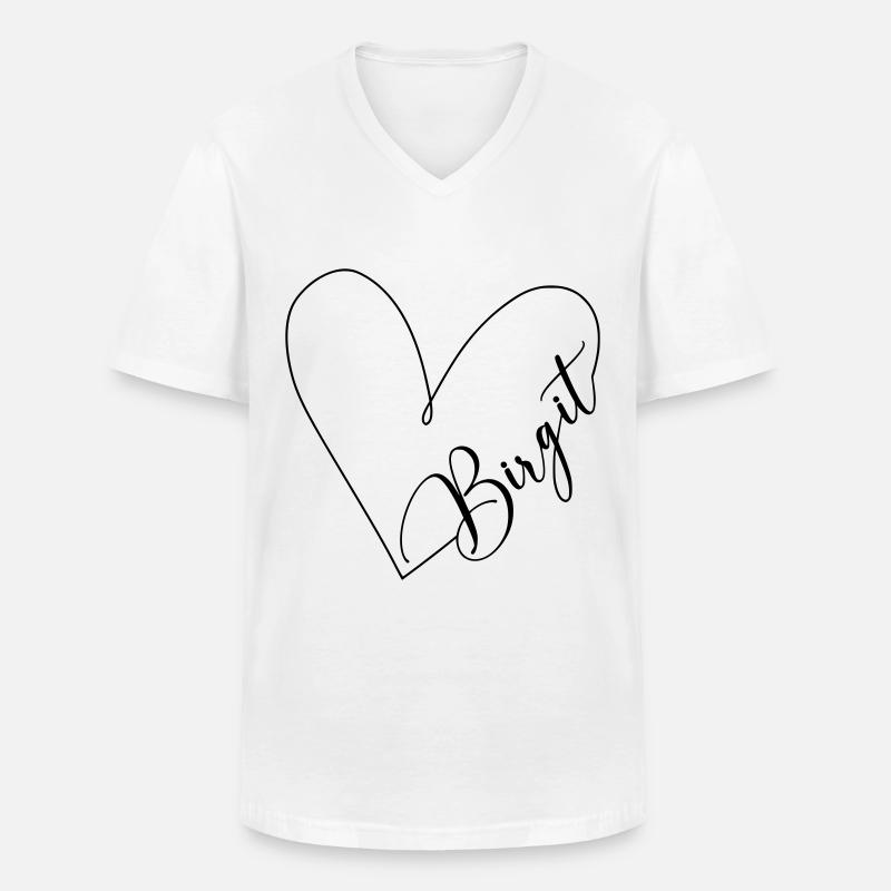 Birgit Name Herzlinie - Men's V-Neck T-Shirt - white