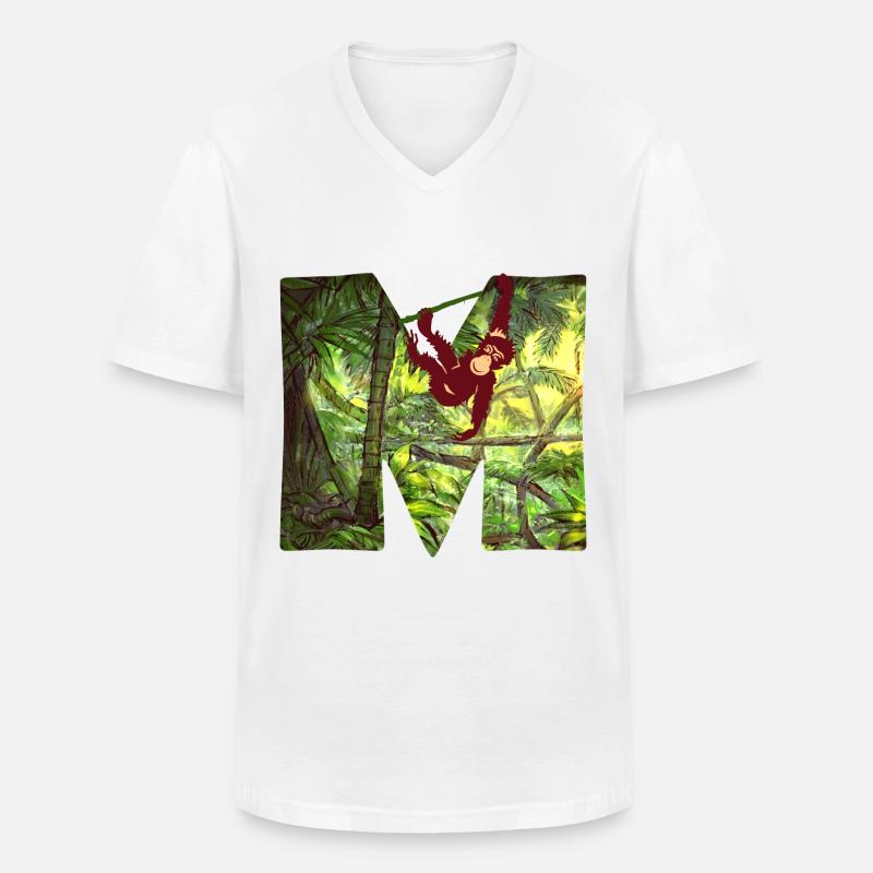 dschungel mit affe m - Männer-T-Shirt mit V-Ausschnitt - Weiß