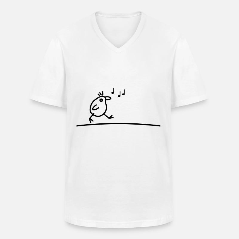 Singender Vogel - Männer-T-Shirt mit V-Ausschnitt - Weiß