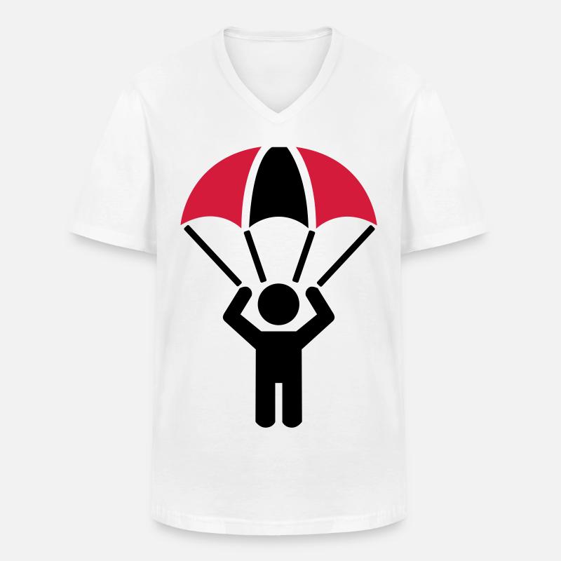 Fallschirm - Männer-T-Shirt mit V-Ausschnitt - Weiß
