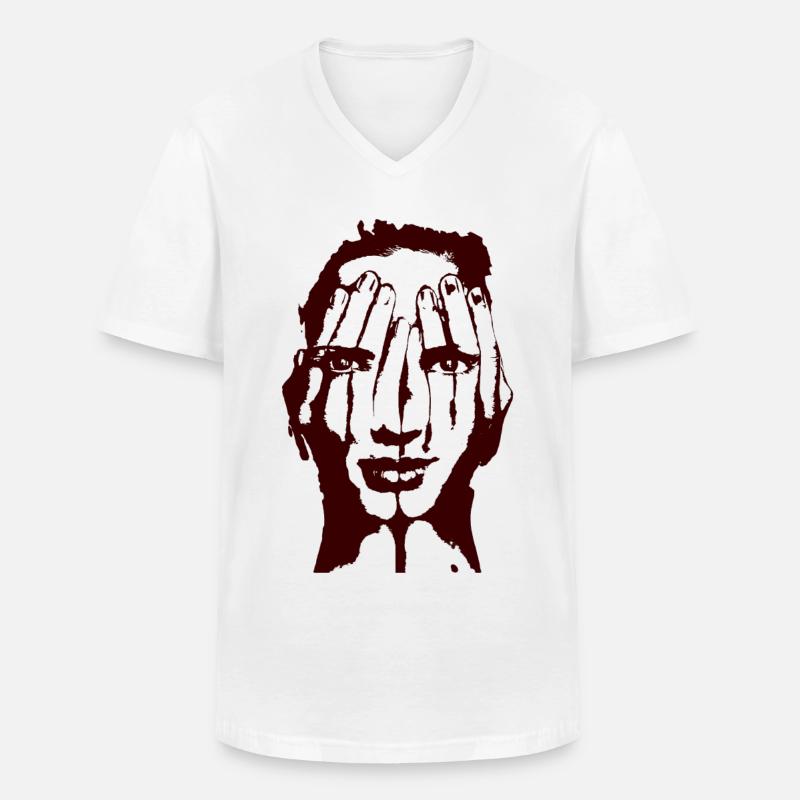 Hände Gesicht Kunst Geschenkidee - Männer-T-Shirt mit V-Ausschnitt - Weiß
