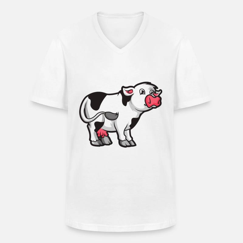 Kuh - Männer-T-Shirt mit V-Ausschnitt - Weiß