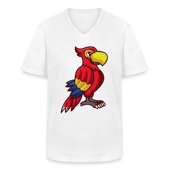 papegoja - T-shirt med V-ringning herr - vit - Fram - AI Model Male 185 light (185cm)