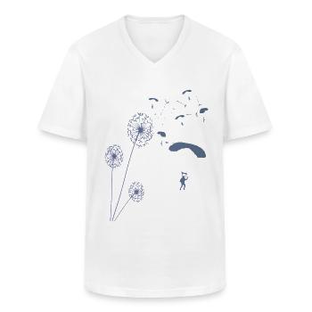 Parachute paragliding parachutist gift - Men's V-Neck T-Shirt - white - Front - AI Model Male 185 light (185cm)