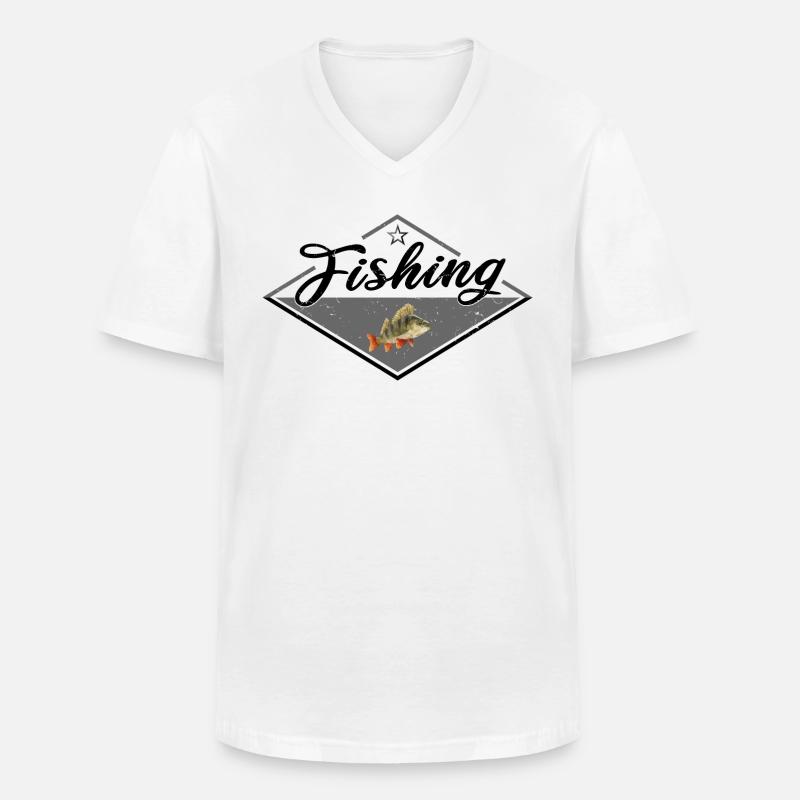 Angeln Barsch Geschenk - Männer-T-Shirt mit V-Ausschnitt - Weiß