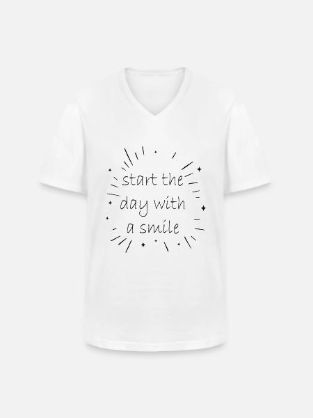 Smile smile saying - Men's V-Neck T-Shirt - white