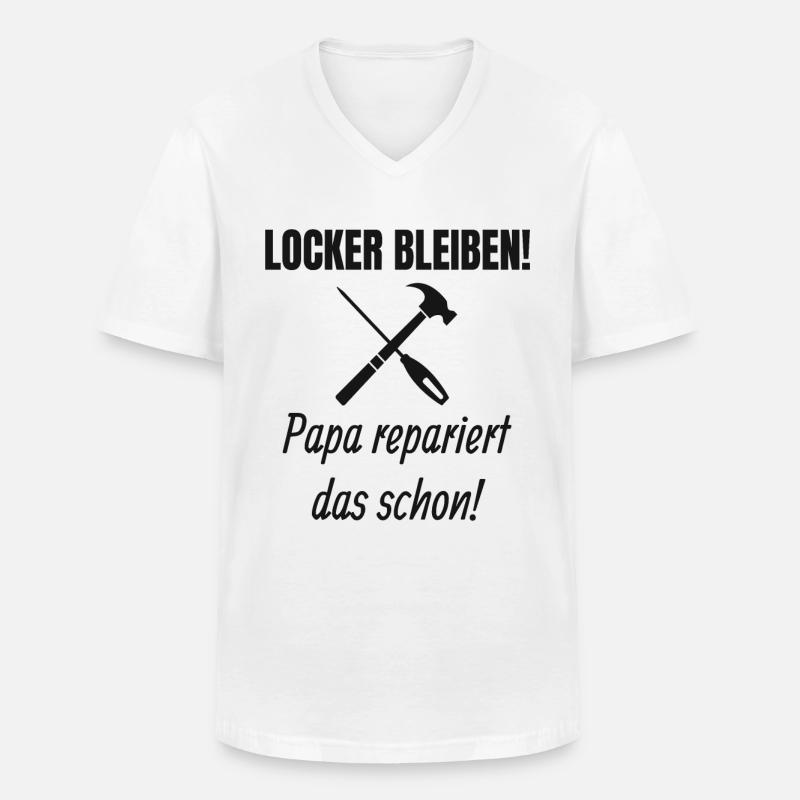 Papa Handwerker Spruch - Männer-T-Shirt mit V-Ausschnitt - Weiß