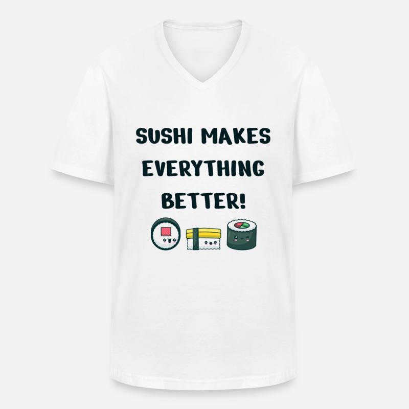 Sushi - Männer-T-Shirt mit V-Ausschnitt - Weiß